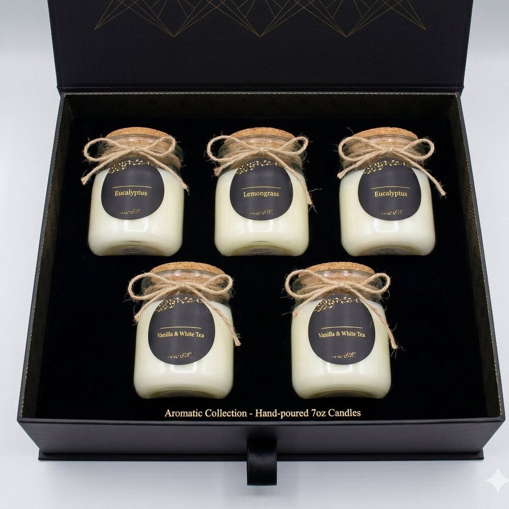 Luxury Candle Gift Set | 5 x 7oz Hand-Poured Candles | Aromatherapy Collection